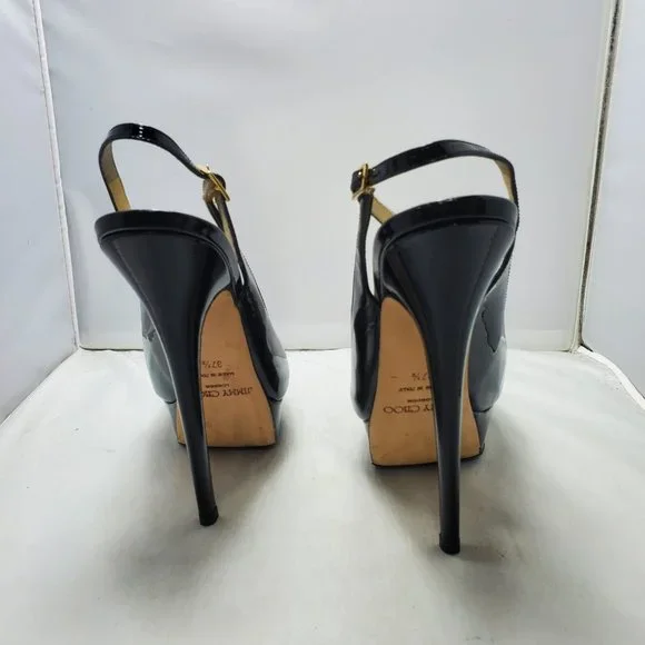 Jimmy Choo peep toe platform shoes sling back buckle fastenings Black 37…